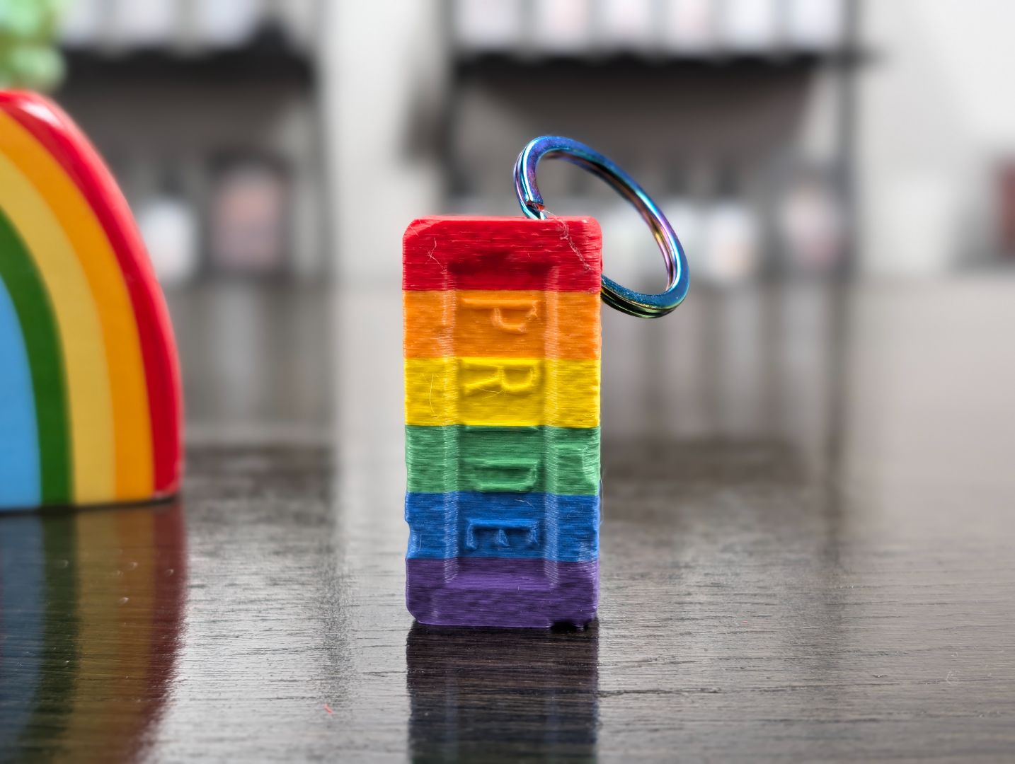 Pride Brick Keychain - Rainbow Stripe