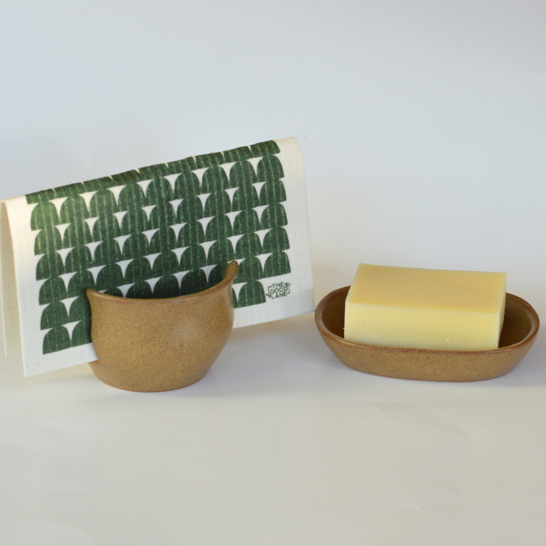 Fair Trade Ceramic Stoneware Soap Dish: Charcoal Brown