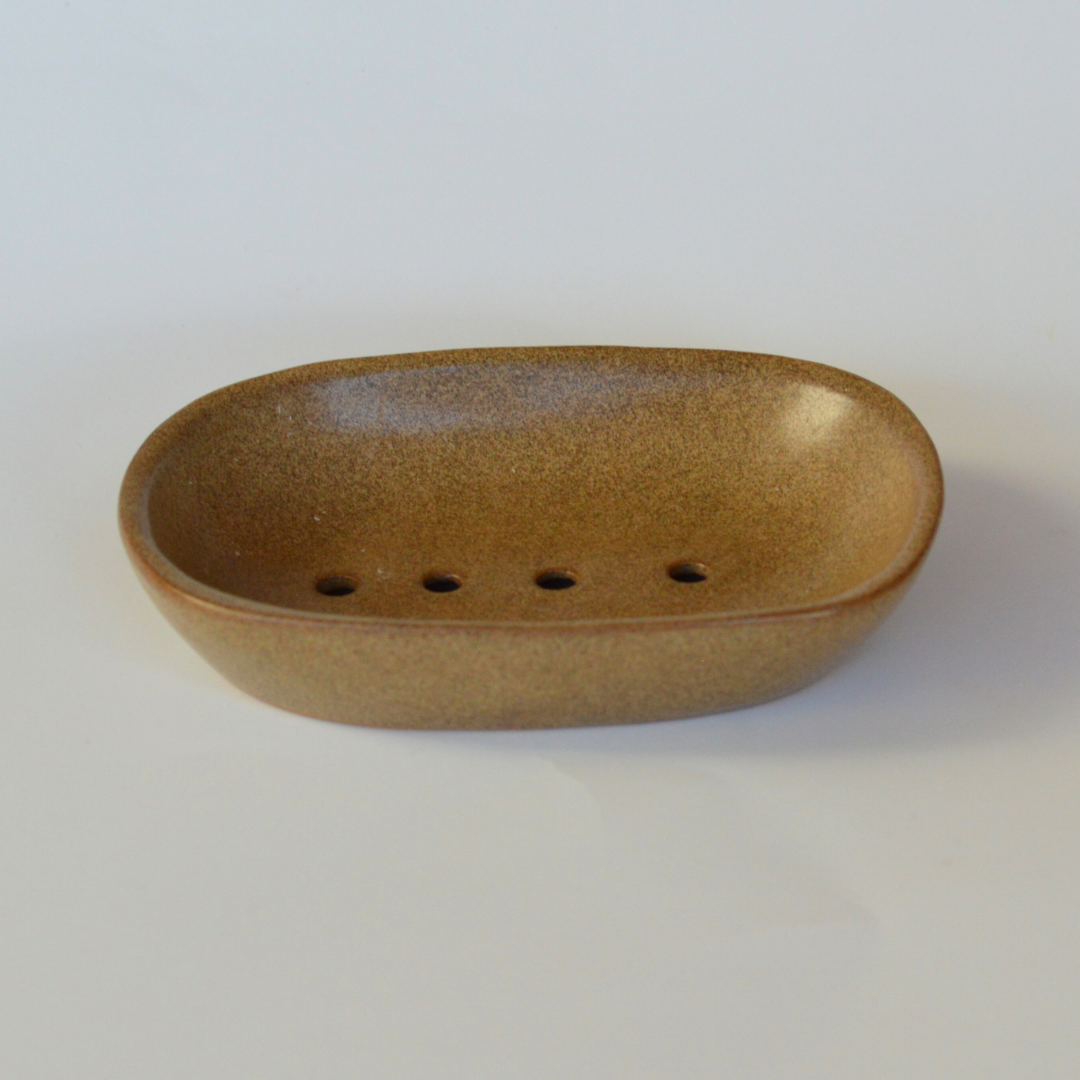 Fair Trade Ceramic Stoneware Soap Dish: Charcoal Brown
