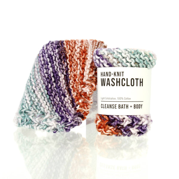 Washcloths - Hand-Knit: Copper and Amethyst