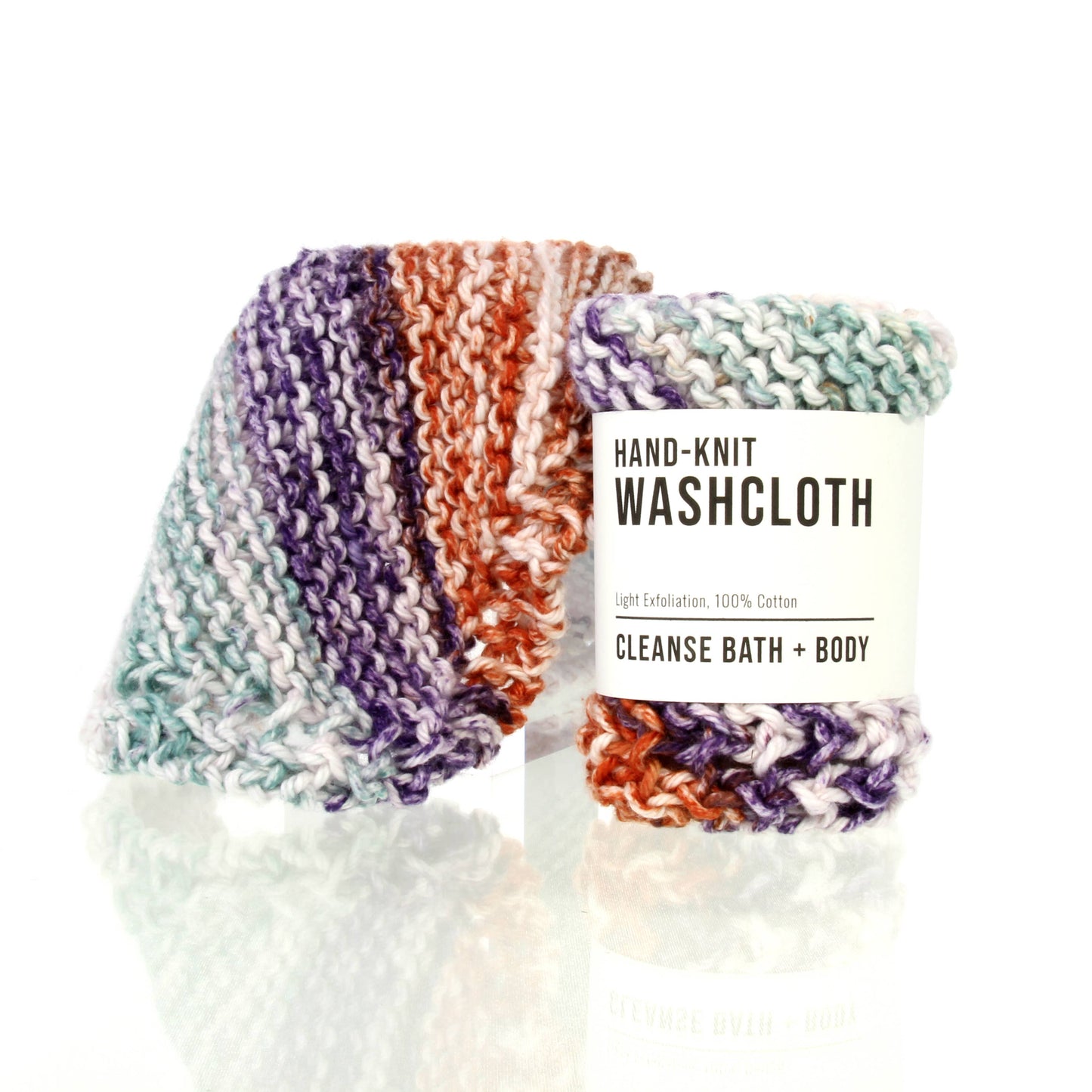 Washcloths - Hand-Knit: Tan and Gray