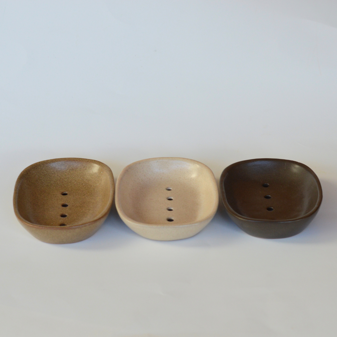 Fair Trade Ceramic Stoneware Soap Dish: Cream