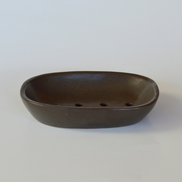 Fair Trade Ceramic Stoneware Soap Dish: Charcoal Brown