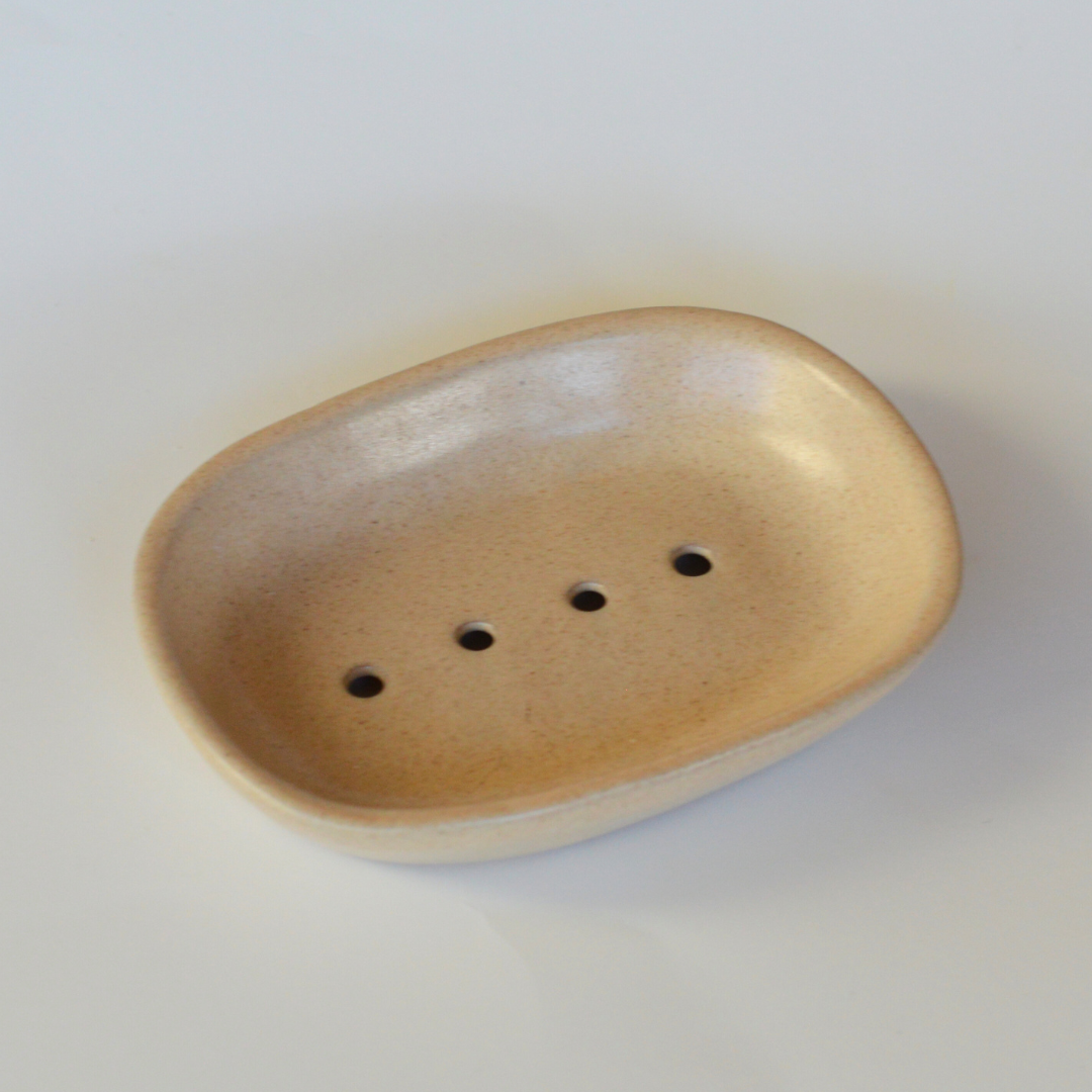 Fair Trade Ceramic Stoneware Soap Dish: Charcoal Brown
