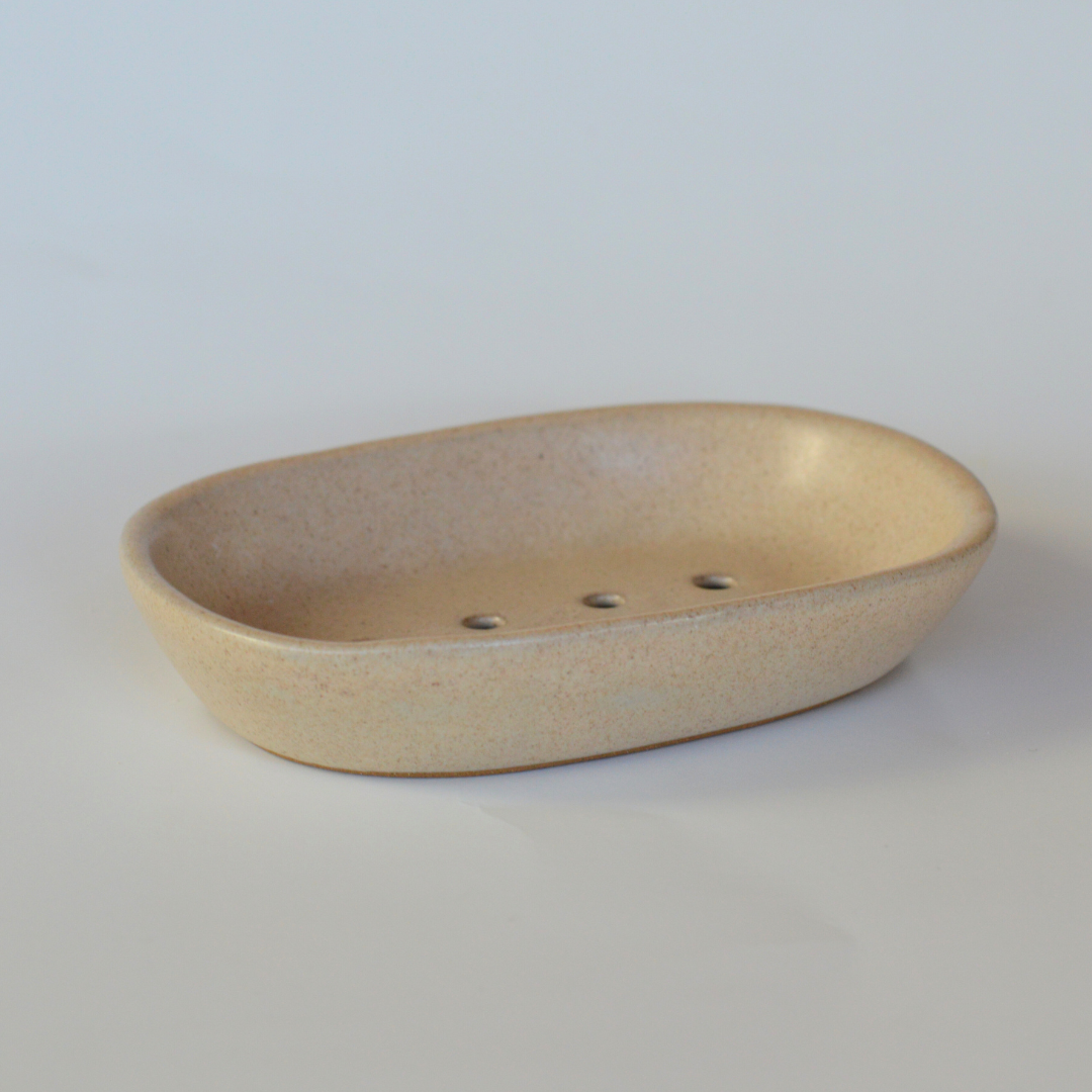 Fair Trade Ceramic Stoneware Soap Dish: Charcoal Brown